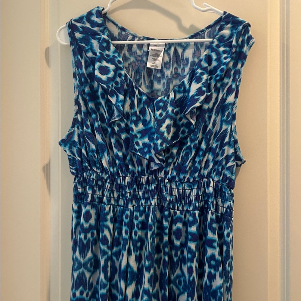 JMS Just My Size Blue Floral Patterned Sleeveless Summer Dress size 2X(18W/20W) - Picture 3 of 9